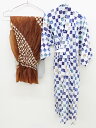 【夏SALE!】<日本製 浴衣>120cm位 浴衣/ゆかた&帯セット 白×紺&ブラウン×グレー 井桁 お祭り 花火大会 納涼祭 盆踊り【中古】子供 キッズ ki...