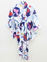 【夏SALE!】<ミキハウス>110cm 浴衣/ゆかた 白×紺 うさぎ さくら お祭り 花火大会 納涼祭 盆踊り【中古】子供 キッズ kids 女の子 seas...