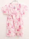 【夏SALE!】<ミキハウス/mikihouse>60-70cm 甚平オール 白×ピンク さくら柄 日本製 お祭り 花火大会 納涼祭 盆踊り 湯上り【中古】子供...