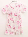 【夏SALE!】<ミキハウス/mikihouse>60-70cm 甚平オール 白×ピンク あじさい柄 日本製 お祭り 花火大会 納涼祭 盆踊り 湯上り【中古】子...