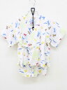 【夏SALE!】<ミキハウス/mikihouse>90cm 甚平 白×青 とんぼ・蛍柄 日本製 お祭り 花火大会 納涼祭 盆踊り【中古】子供 キッズ kids ...