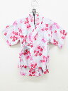 【夏SALE!】<ミキハウスホットビスケッツ/MIKI HOUSE HOT BISCUITS>100cm 甚平 水色×ピンク あじさい・うさぎ柄 お祭り 花火大...