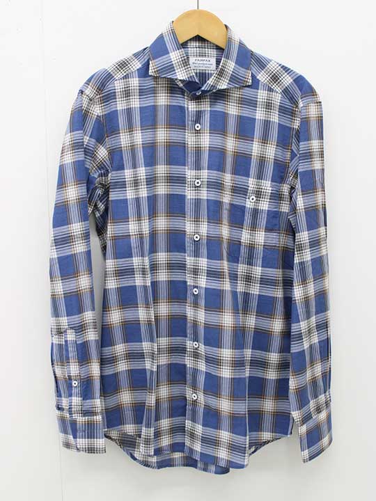 フェアファックス チェック柄カジュアルシャツ ブルー メンズM【中古】▽