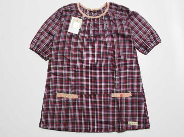 新品 未使用品■チップトリップ/CHIP TRIP■130cm 長袖ワンピース グレー×ピンク系 チェック 子供服 キッズ kids 女の子 秋冬