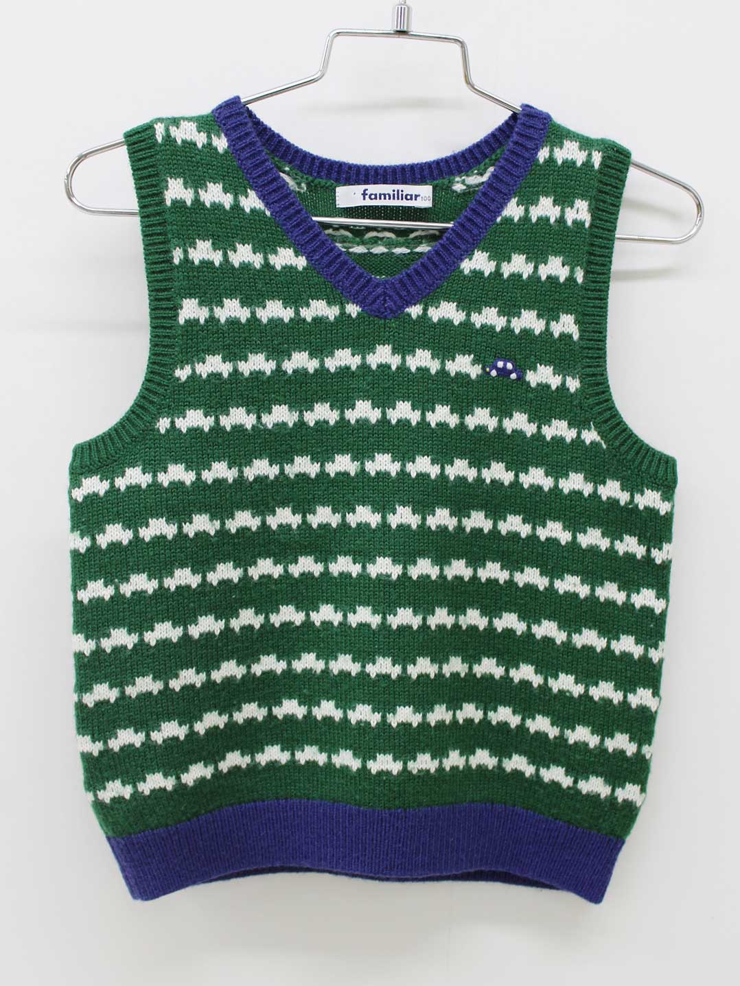 〔ファミリア/familiar〕100cm ベスト 緑【中古】子供服 キッズ kids 男の子 秋冬 tops 511142