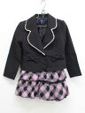 〔マザウェイズ/motherways〕120cm スーツ 黒×ピンク リボン付き フォーマル 卒園式 入学式 謝恩会 結婚式 冠婚葬祭 発表会【中古】子供服 キ...