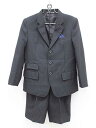 〔ヒロミチナカノ/hiromichi nakano〕120cm スーツ 黒×白 チーフ付き フォーマル 卒園式 入学式 謝恩会 結婚式 冠婚葬祭 発表会【中古】...