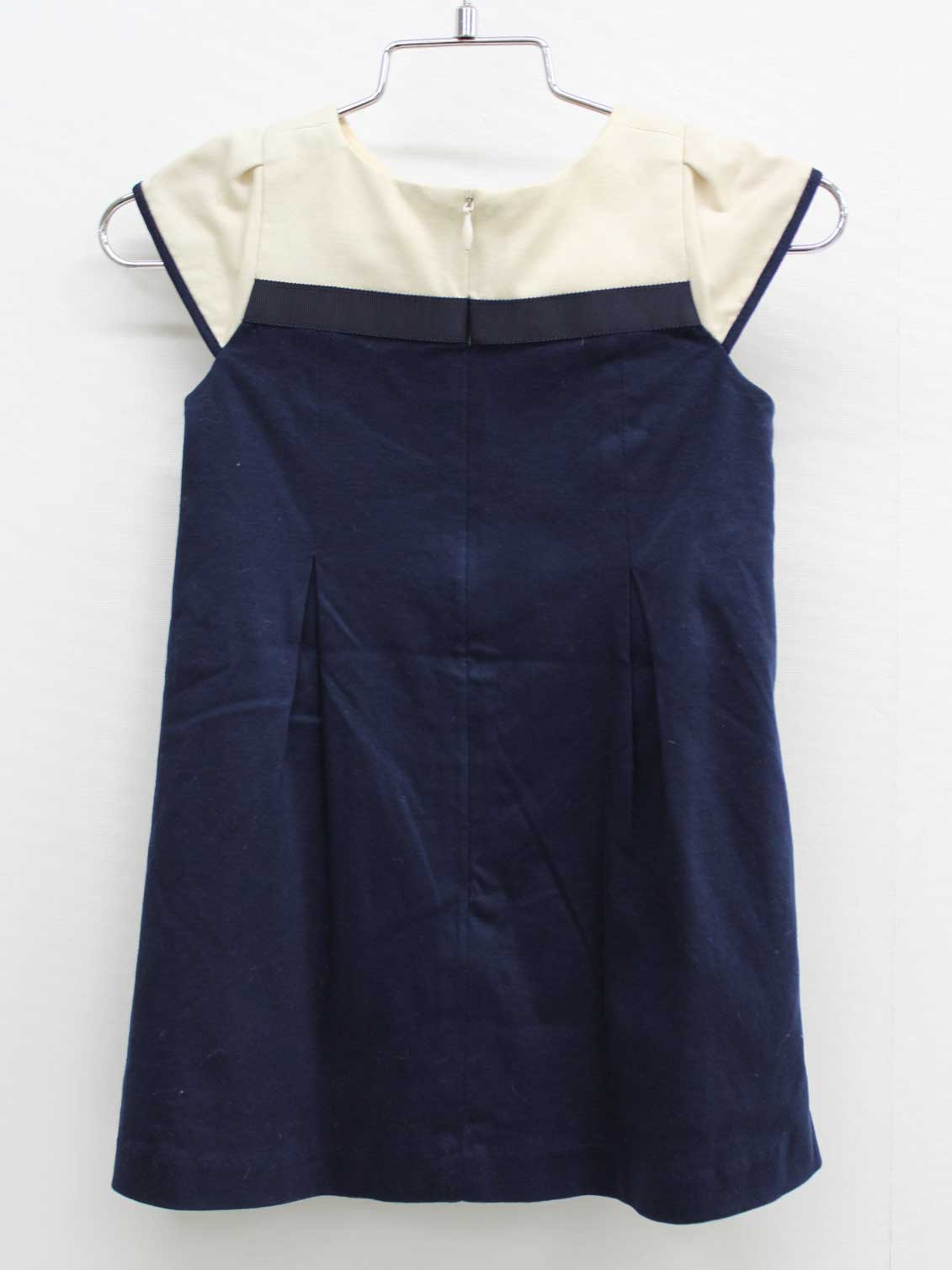 〔トッカ/TOCCA BAMBINI〕80cm 半袖ワンピース アイボリー×紺 フォーマル 卒園式 入園式 謝恩会 結婚式 冠婚葬祭 発表会【中古】子供服 キッズ kids ベビー服 baby 女の子 fml 821052