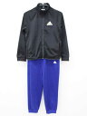 〔アディダス/adidas〕140cm ジャージ上下セット/トラックスーツ 黒×青 スポーツ トレーニング 部活動【中古】子供服 キッズ kids ジュニア 男...