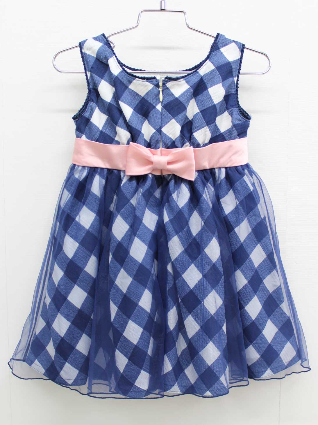 【値下げ!】メゾピアノ ノースリーブドレスワンピース 110cm キッズ 女児 紺×白【中古】≪ 2