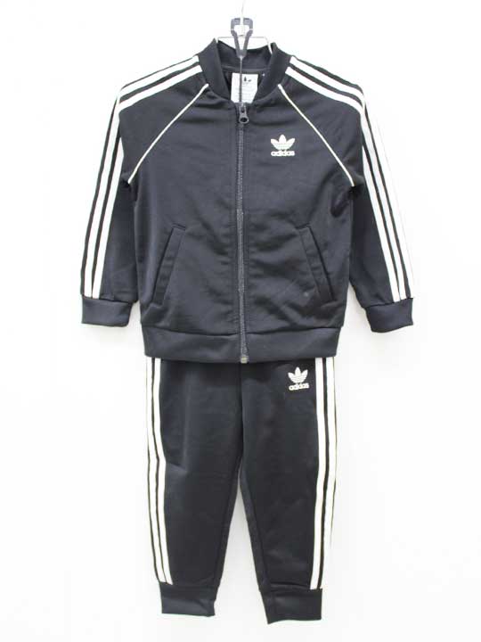 アディダス トラックスーツ 90cm キッズ 男児 女児 黒×白【中古】≪
