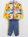 アディダス ジャージ上下セット 90cm キッズ 男児 女児 オレンジ×ブルー【中古】【新入荷!】≪