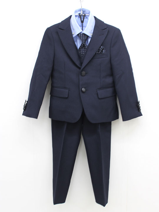 ワンダーファクトリー スーツ7点セット 110cm キッズ 男児 紺【中古】≪