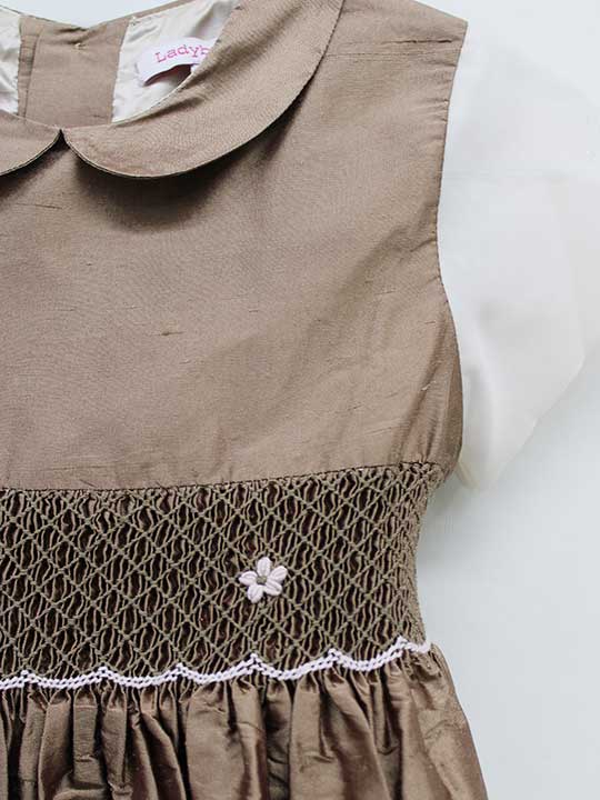 【楽天スーパーSALE!】レディバグキッズ 半袖シルクドレス 100cm キッズ 女児 茶色【中古】≪