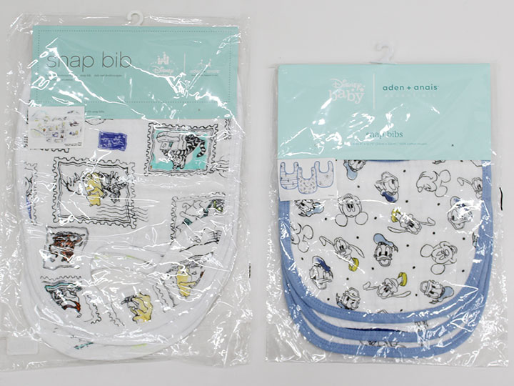 Bib Set - エイデンアンドアネン スナップビブ2点セット 計6枚 キッズ 男児 女児 白&水色【新品 未使用品】【ネット限定】≪
