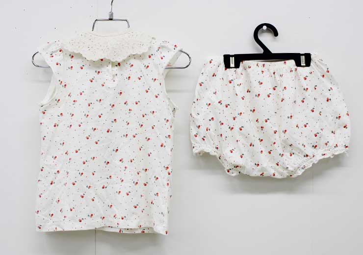 【新規SALE!】ボンポワン 半袖ワンピース＆ブルマset 90cm キッズ 女児 白【中古】...