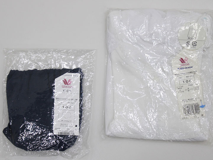 ワコール スリップ＆オーバーショーツセット 100cm キッズ 女児 白&濃紺【新品 未使用品】【ネット限定】≪
