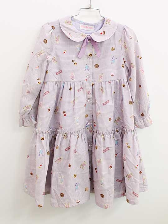 【新規SALE!】メゾピアノ 長袖ワンピース 110cm キッズ 女児 紫【中古】○