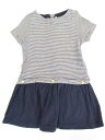 《プチバトー/PETIT BATEAU》81cm 半袖ワンピース 紺×白 ボーダー【中古】子供服 キッズ kids ベビー服 baby 女の子 夏 716022 onepi