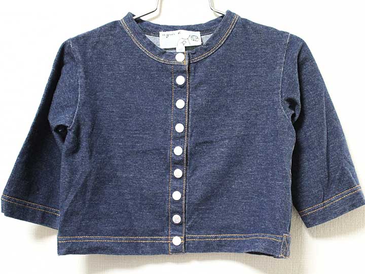 【値下げ!】《アニエスb/アニエスベー/agnes b. ENFANT》80-85cm 長袖カーディガン 青【中古】子供服 キッズ kids ベビー服 baby 女の子 秋 039022 tops