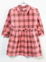 《バーバリー/BURBERRY》100cm 長袖ワンピース ピンク×緑系【中古】子供服 キッズ kids 女の子 春秋 131032 onepi