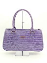 『Folli Follie/フォリフォリ』型押しレザートートバッグ/シンプル/かわいい/無地/バッグ/鞄/BAG ライトパープル×ピンクゴールド/紫×金色系 レ...