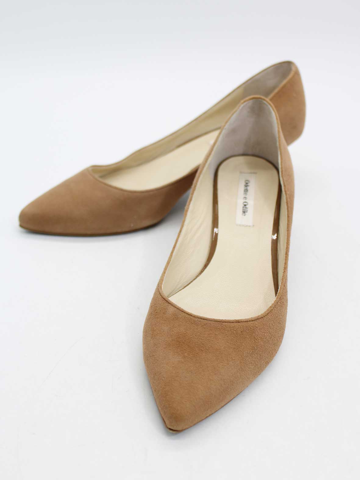【値下げ】『ODETTE E ODILE/オデットエオディール』スエードパンプス/シンプル/おしゃれ/かわいい/カジュアル/パンプス/シューズ/靴 キャメルブラウン/茶色系 レディース 22 1/2【中古】 秋冬 038042