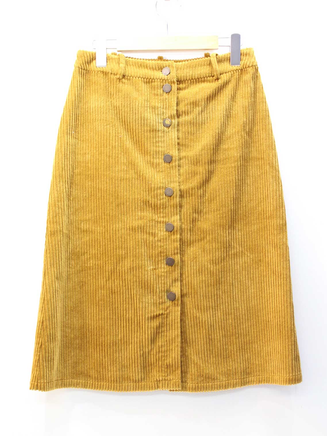 【値下げ】『COMPTOIR DES COTONNIERS/コントワー・デ・コトニエ』コーデュロイフロントボタンスカート/シンプル/カジュアル/かわいい/おしゃれ/膝丈 ブラウン/茶色 レディース 7【中古】 秋冬 509042