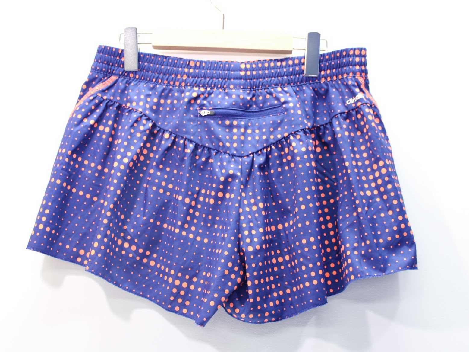 【値下げ】『adidas/アディダス』ドット柄ショートパンツ/トレーニングウェア/カジュアル/シンプル/スポーツ/膝上丈 ネイビー×オレンジ/紺×橙 レディース 【中古】春夏秋冬 119042