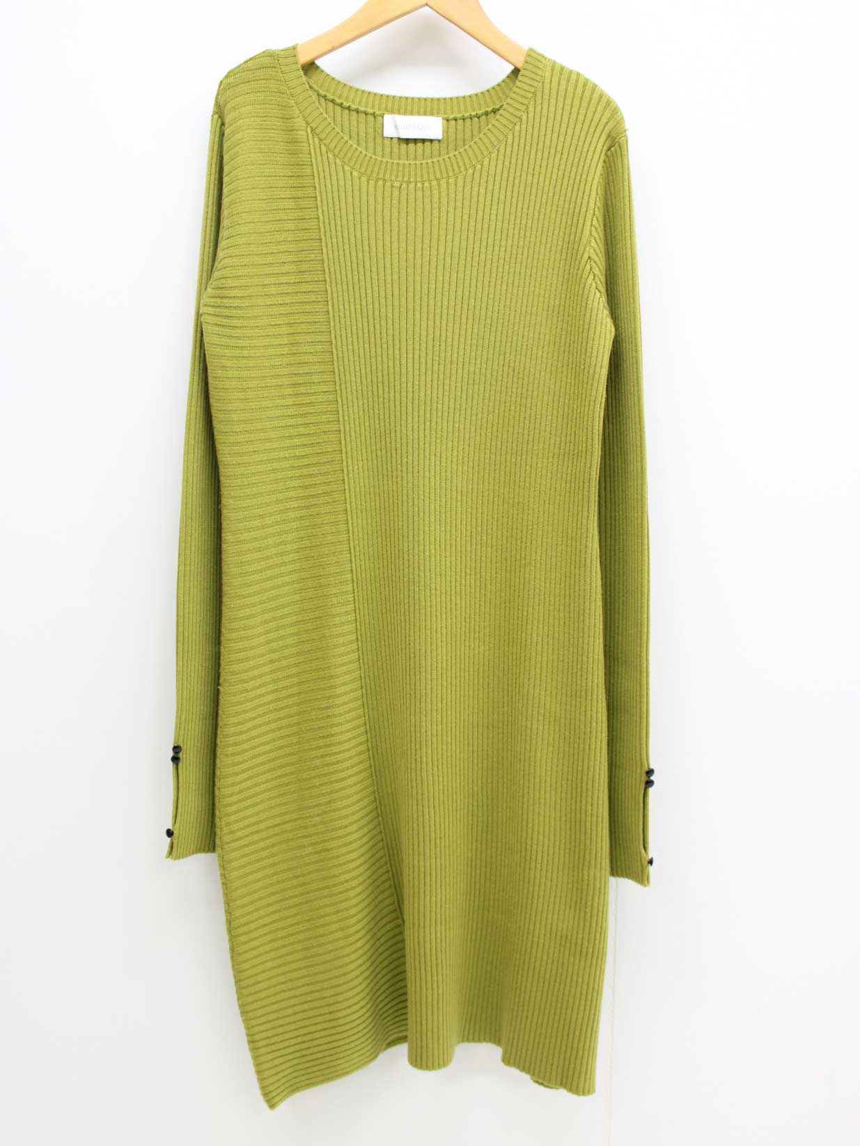 『MIELI INVARIANT/ミエリインヴァリアント』MT×RIB lean knit/チュニックワンピース/ワンピース/無地/ロング丈/長袖 ライトグリーン/黄緑系 レディース 【中古】 秋冬 onepi 229042