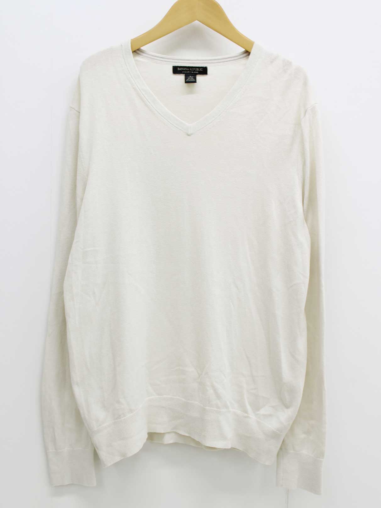 V-Neck - 【値下げ】バナナリパブリック Vネックシルクコットンニット L メンズ アイボリー【中古】 †