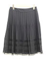 【夏SALE】自由区 シアーボーダープリーツスカート 38 レディース ブラック【中古】 †