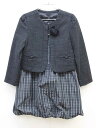 コムサ・フィユCOMMECAFILLE120cmアンサンブル黒×グレー系コサージュ付きフォーマル入学式卒園式結婚式冠婚葬祭発表会謝恩会【中古】子供服キッズkid...