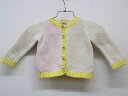 ▼ボントン/BONTON▼60cm位 カーディガン ベージュ×黄色×ピンク【中古】子供服 キッズ kids ベビー服 baby 女の子 春秋 otr 803042