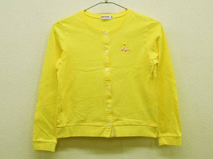 【値下げ!】▼ミキハウス/MIKIHOUSE▼140cm 長袖カーディガン 黄×ピンク 【中古】 子供服 キッズ ジュニ..