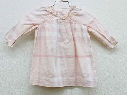 ▼バーバリー/BURBERRY▼68cm(6M) 長袖ワンピース ピンク×白 【中古】 子供 キッズ kids ベビー服 baby 女の子 onepi 春秋 204042