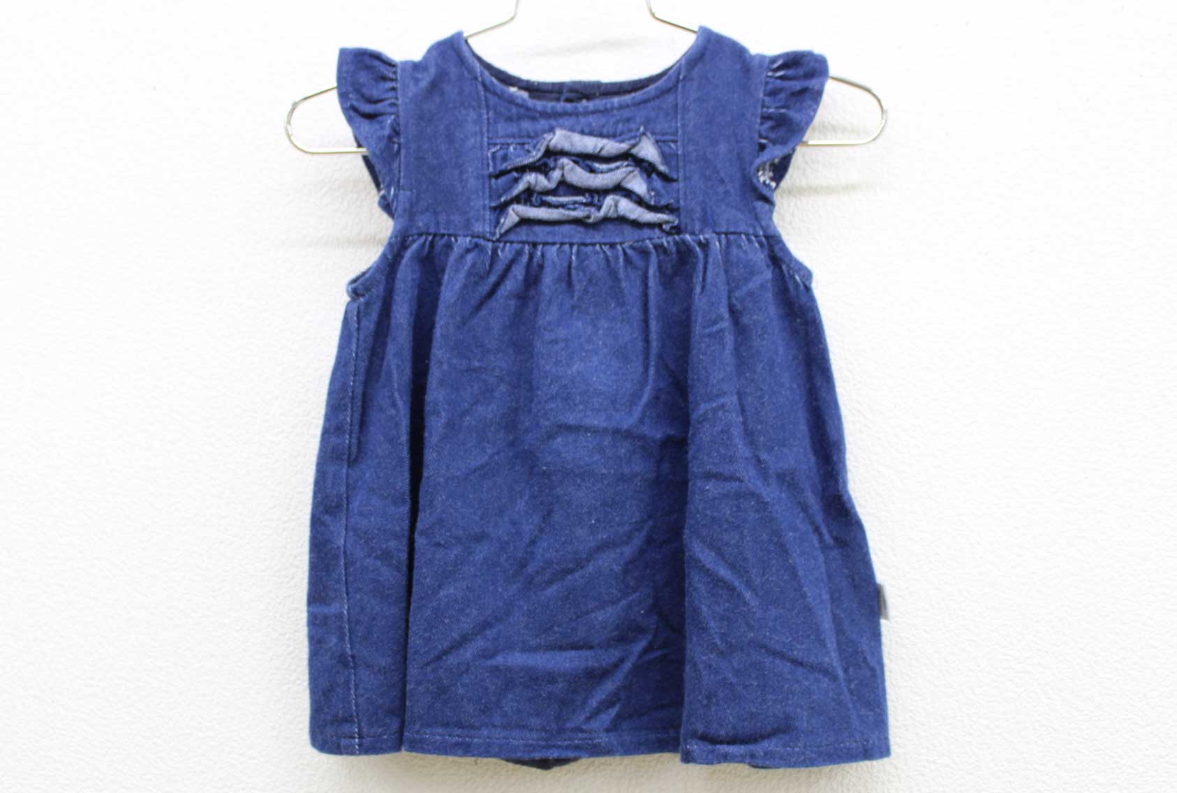 ▼ベベ/BeBe▼80-90cm（M) チュニック/ワンピース 紺×白 【中古】 子供 キッズ kids ベビー服 baby 女の子 tops 春秋 204042