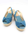 【夏SALE】★kanna/カンナ★ウェッジソールサンダル/エスパドリーユ/おしゃれ/かわいい/ヒール/サンダル/シューズ/靴 ターコイズブルー×ベージュ レデ...