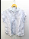 ★MACKINTOSH PHILOSOPHY/マッキントッシュフィロソフィー★リネンストライプスキッパーシャツ/かわいい/おしゃれ/シンプル/シャツ/半袖 ライトブルー×ホワイト/水色×白 レディース M【中古】夏 524042(4)