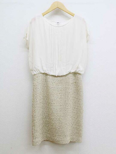 【夏SALE】★自由区/ジユウク★切替ワンピース/かわいい/おしゃれ/ワンピース/ミディ丈/半袖 アイボリー×ベージュ レディース 38【中古】夏 315042 【夏SALE】★自由区/ジユウク★切替ワンピース/かわいい/おしゃれ/ワンピース/ミディ丈/半袖 アイボリー×ベージュ レディース 38【中古】夏 315042