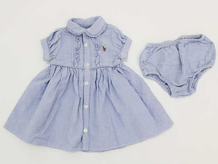 ▲ラルフローレン/Ralph Lauren▲70cm 半袖ワンピース インディゴ ブルマ付き【中古】子供服 キッズ kids ベビー服 baby 女の子 夏 027022 onepi