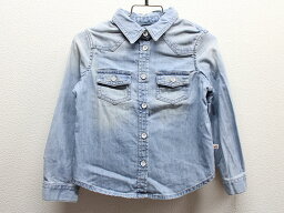 △ボンポワン/BONPOINT△105cm(4) 長袖ダンガリーシャツ ライトインディゴ【中古】子供服 キッズ kids 女の子 春秋 409032 tops