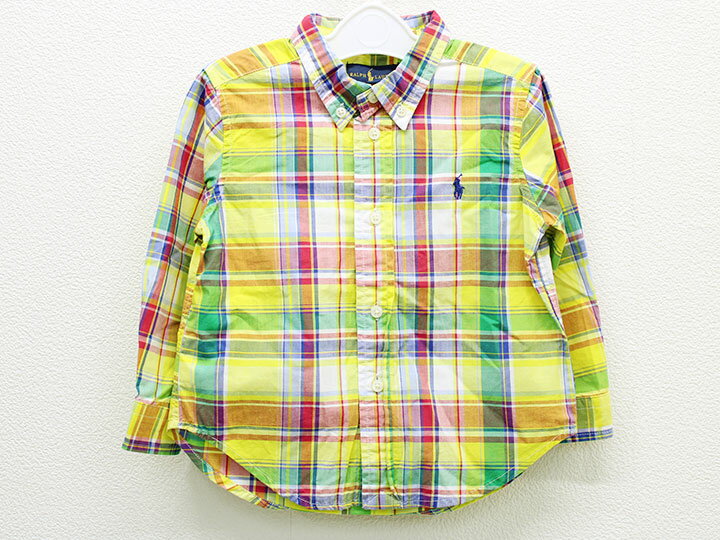 △ラルフローレン/Ralph Lauren△90cm(24M) 長袖シャツ 黄系 チェック【中古】子供服 キッズ kids ベビー服 baby 男の子 春秋 409032 tops