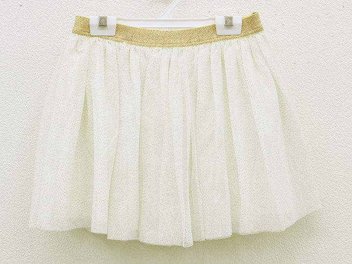 ▲プチバトー/PETIT BATEAU▲140cm(10ans) チュールスカート 白×ゴールド【中古】子供服 キッズ kids ジュニア 女の子 春夏 bottoms 524042