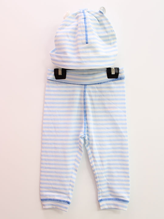 【夏物 新入荷 】▲リトルマークジェイコブス/Little Marc Jacobs▲74cm(12M) レギンス/スパッツ/ロングパンツ/長ズボン 水色×白 ボーダー 帽子付き【中古】子供服 キッズ kidsベビー服 baby 男の子 女の子 春夏 bottoms 915042