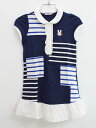 ▲ミキハウス/mikihouse▲110cm 半袖ポロワンピース 濃紺×白 うさこちゃん【中古】子供服 キッズ kids 女の子 夏 onepi 616042(4)