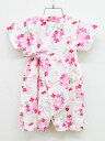 【夏SALE!】▲ミキハウス/mikihouse▲60-70cm(S) 甚平オール 白×ピンク 紫陽花 金魚 お祭り 花火大会 納涼祭 盆踊り 湯上り【中古】子...