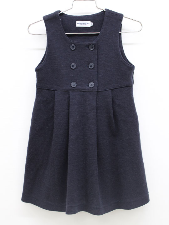 【新規値下げ!】現行▲ミキハウス/mikihouse▲100cm ジャンパースカート 濃紺 フォーマル お受験 お稽古 ..