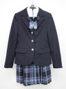 【新規値下げ!】▲ポンポネット/pom ponette▲150cm スーツ5点セット 濃紺×水色系チェック リボンタイ&エンブレムピン付き フォーマル お受験 ...