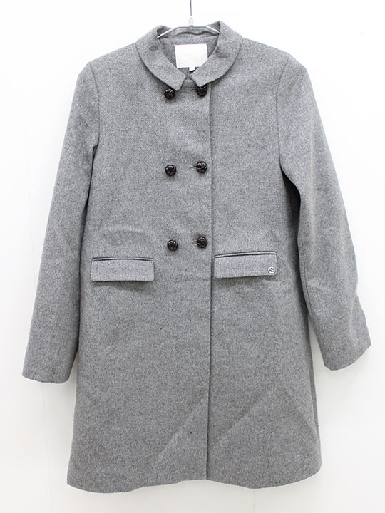 ▲グッチ/GUCCI▲152cm(12) ロングコート/アウター グレー カシミヤ混【中古】子供服 キッズ kids ジュニア 女の子 冬 otr 912142